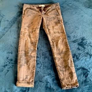 Olive green camo skinny pants